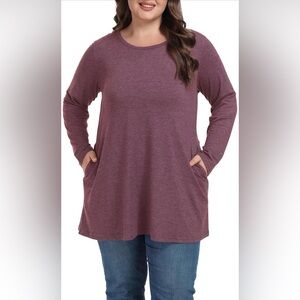 Shiaili Classic Plus Size Tunic Tops with Pockets Heather Long Shirt Women NWT